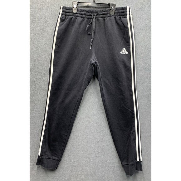 Adidas Mens Essentials 3 Stripes Tricot Jogger Pants 2022 Black White Size Large - Picture 1 of 14